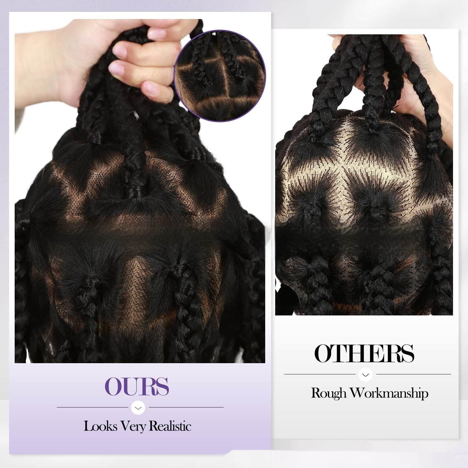 Hand-woven Full Lace Synthetic Fiber Three-strand Braid Wig Cap