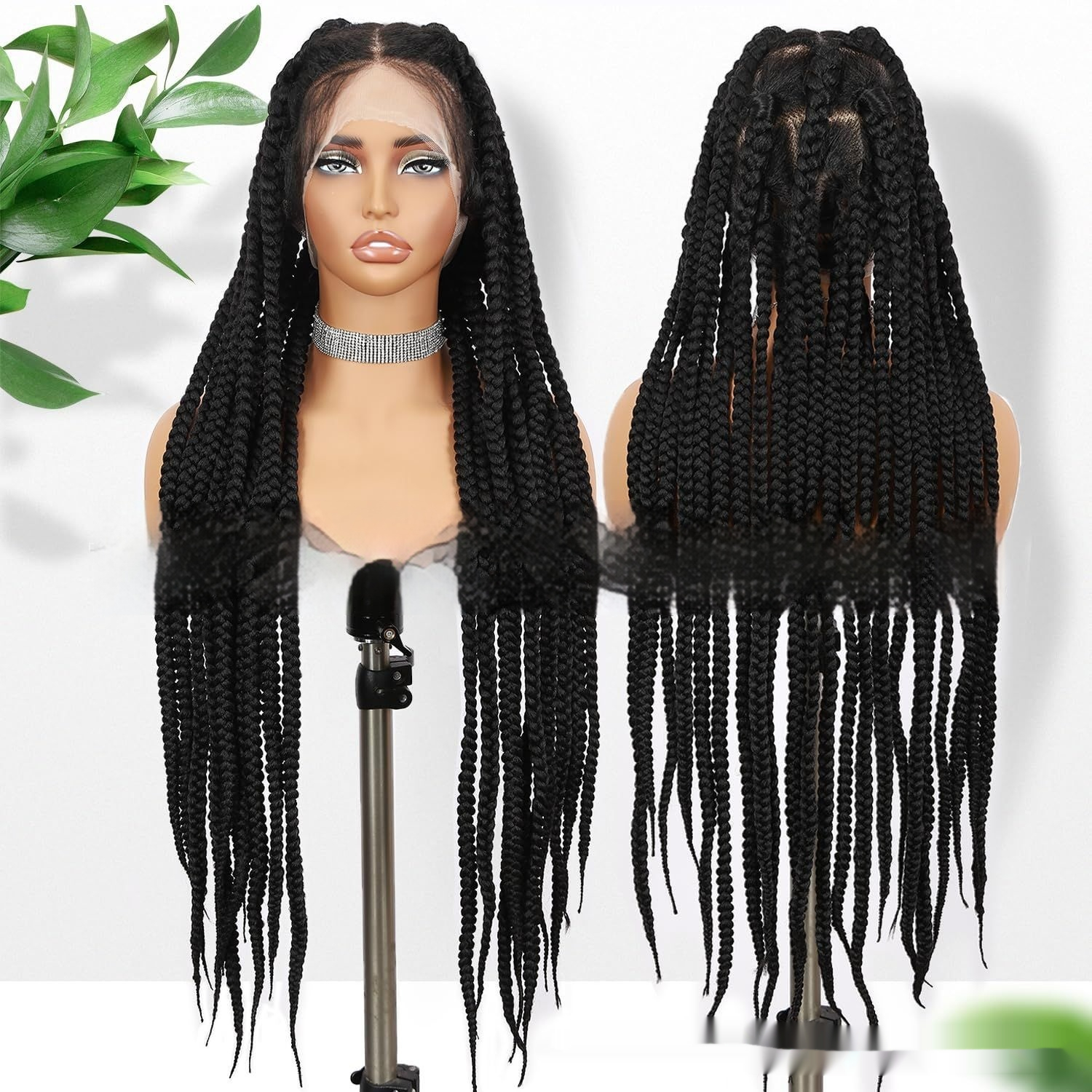Hand-woven Full Lace Synthetic Fiber Three-strand Braid Wig Cap 5