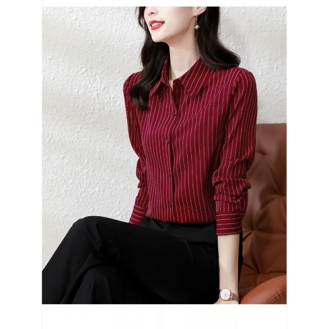 Women's Casual High end Long sleeved Shirt Red - Shop at LoveMi