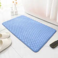 Golden Tortoise Velvet Floor Mat, Bathroom Absorbent Door Mat - Blue - View 1
