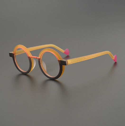 Retro And Versatile Color-blocked Round Glasses Frame