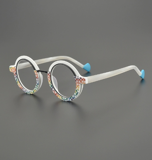 Retro And Versatile Color-blocked Round Glasses Frame