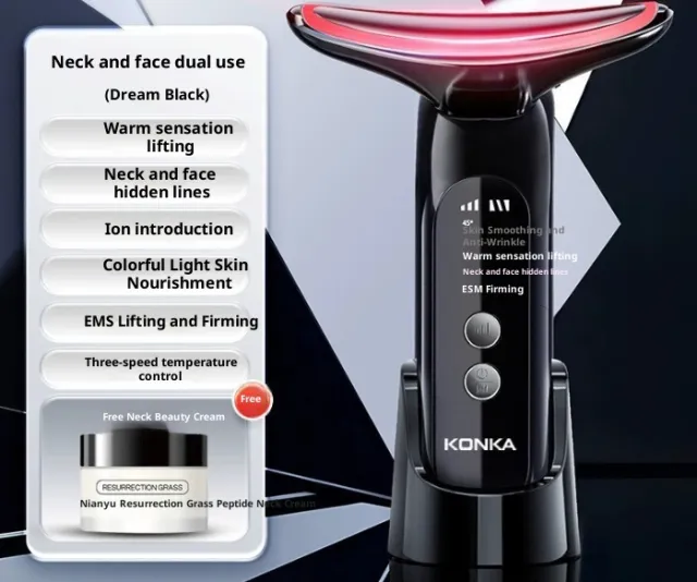 Multifunctional Hot Compress Vibration Massager For Removing Neck Wrinkles Dream Black - Shop at LoveMi