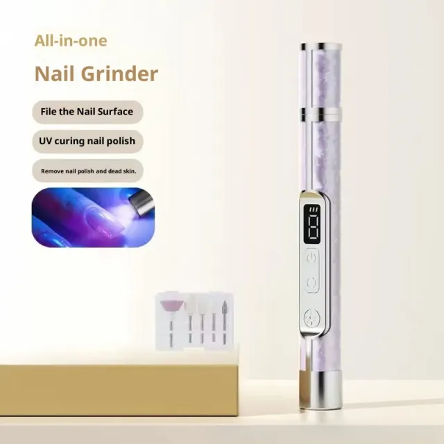 LCD Display 2 in 1 Polishing And Baking Lamp Electric Nail Grinder Purple - Shop at LoveMi