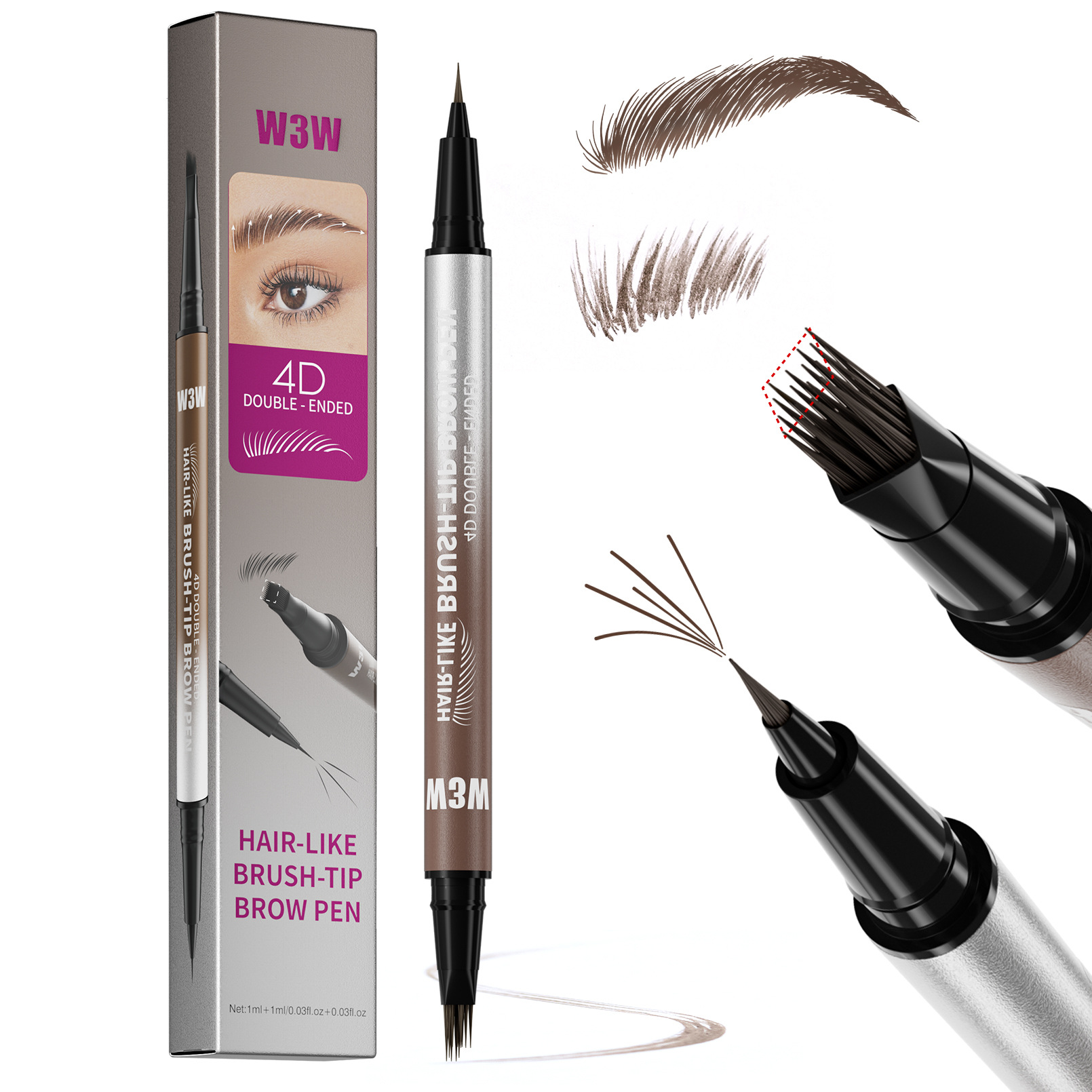 Waterproof Sweat-proof Smudge-proof Double-ended Eyebrow Pencil 7