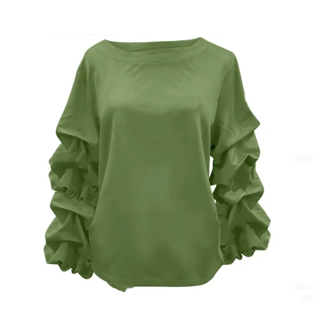 Pleated Fashion Niche Design Sense Top For Women Army Green - Shop at LoveMi