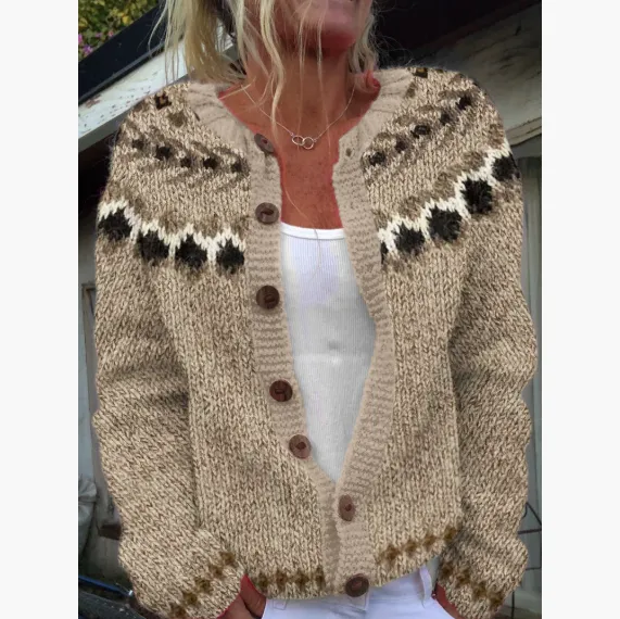 Cardigan Color blocked Loose fitting Fashionable Knitwear 8958Color 3Xl - Shop at LoveMi