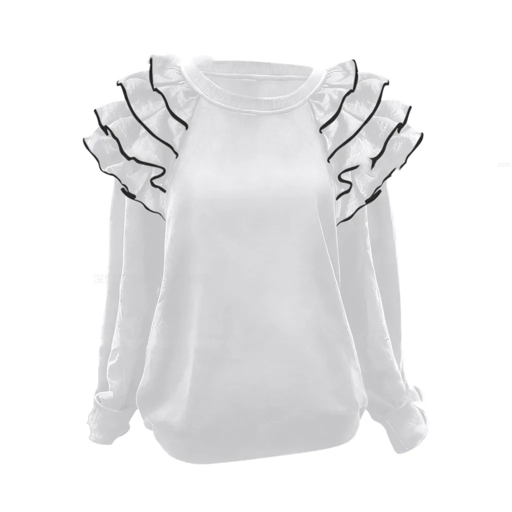 Comfortable And Slimming Ruffle Top For Women - White