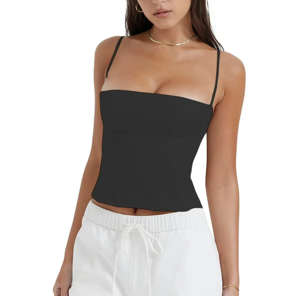 Short Sleeveless French Hot High-end Sweet Fashion Slim Fit Outerwear Top - Black