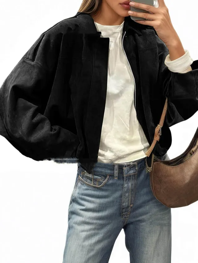 Fashion Pilot Zip up Jacket Top Black - Shop at LoveMi