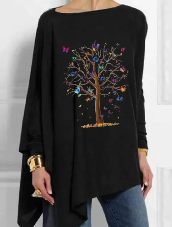 Butterflies Tree Women's Plus Size Tops Black - Shop at LoveMi