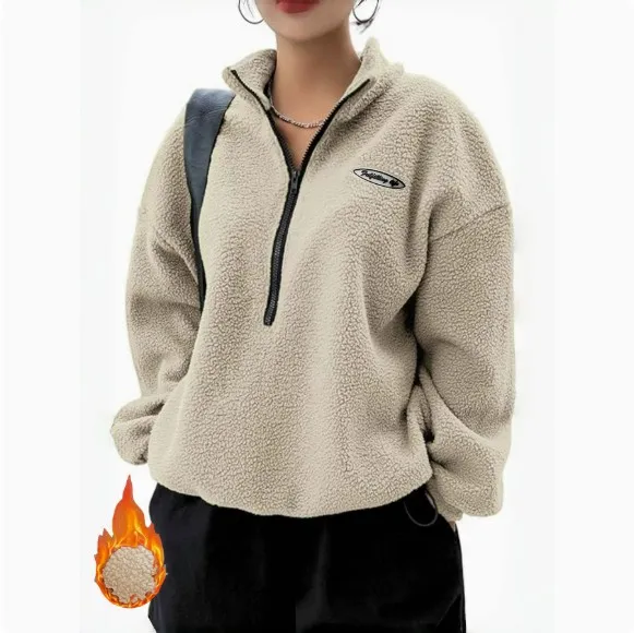 Winter Sweater Fleece lined Women's Sports Jacket Apricot - Shop at LoveMi
