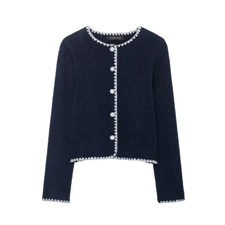 Women's Embroidered Knit Jacket - Red