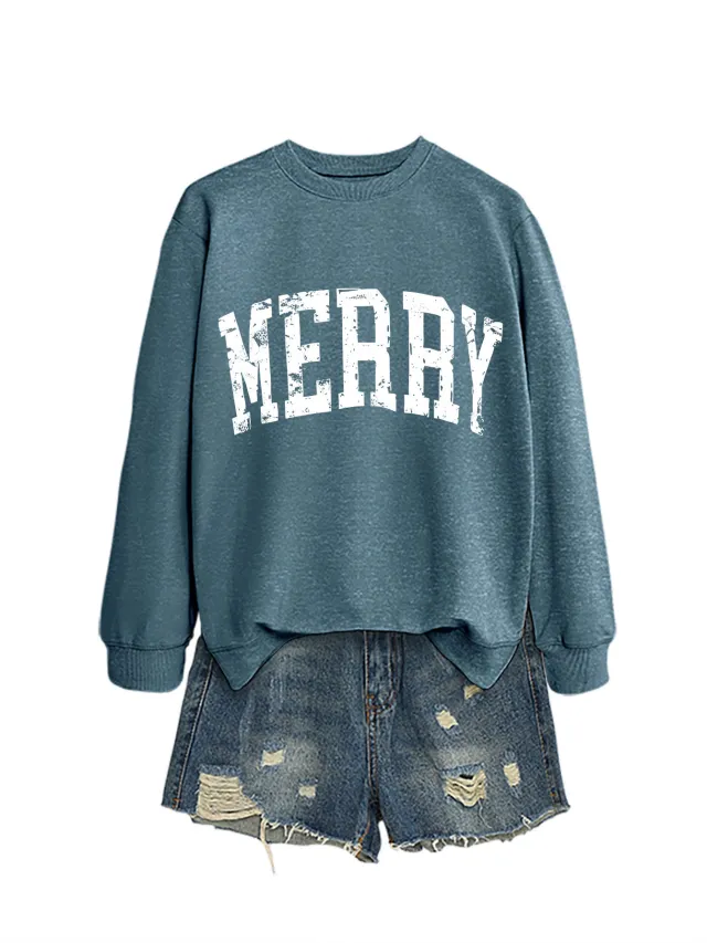 Letter Autumn And Winter Sweater Girl Blue - Shop at LoveMi