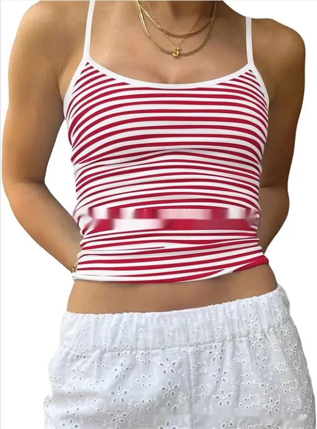 Slim fit Vest Hot And Sexy Inner Wear Or Outerwear Tank Top Red Stripes - Shop at LoveMi