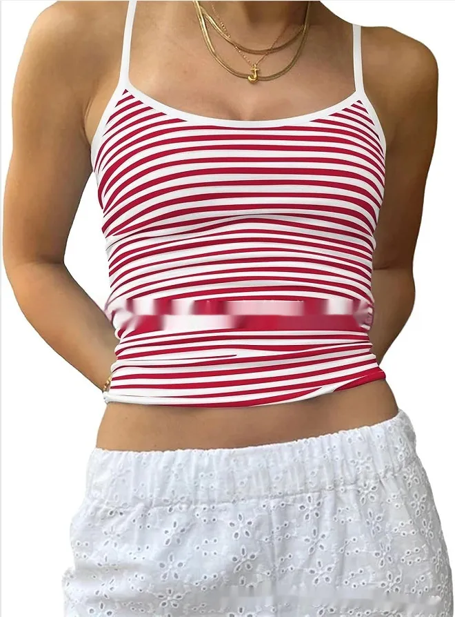 Slim-fit Vest Hot And Sexy Inner Wear Or Outerwear Tank Top - Red Stripes
