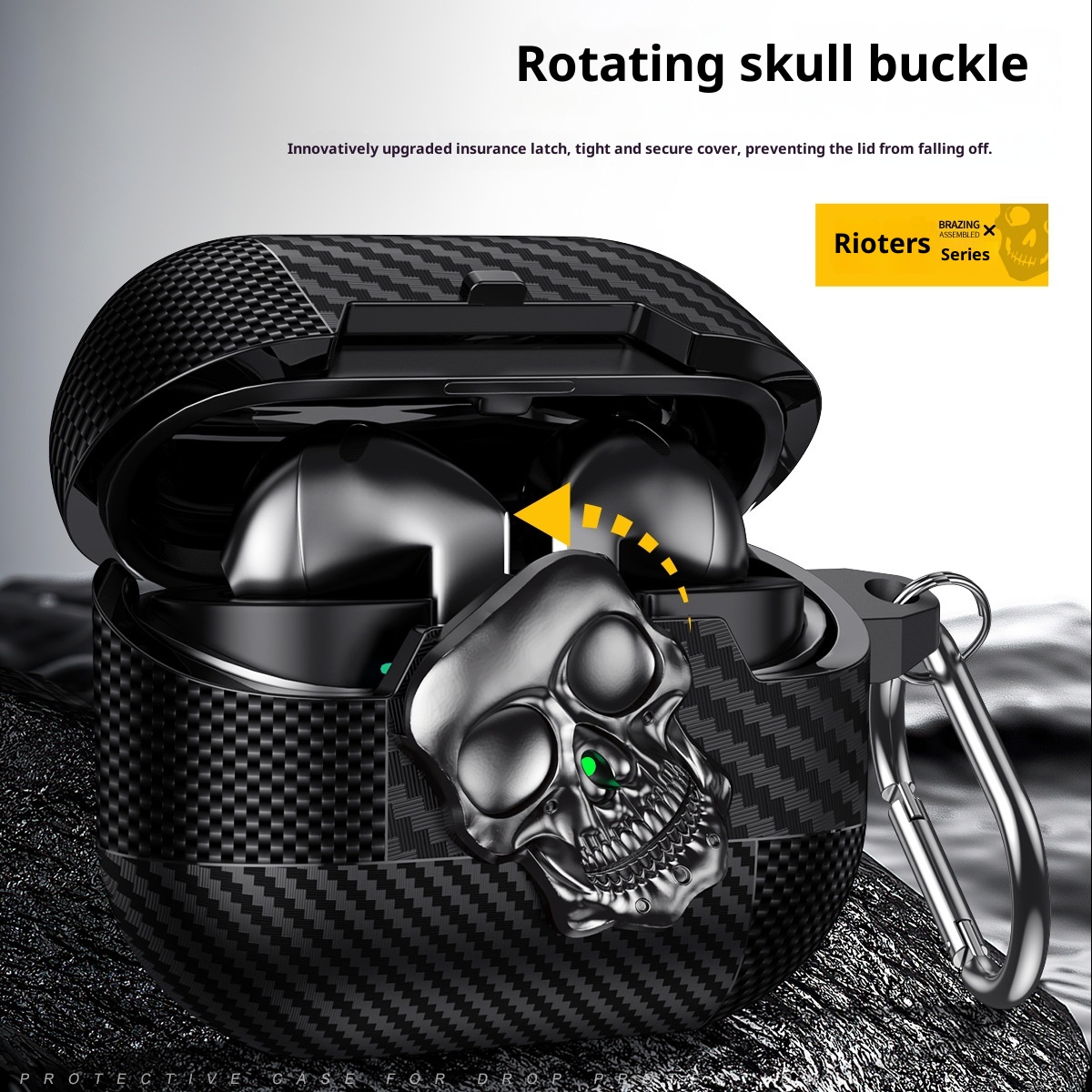 Funda de Fibra de Carbono para Auriculares Bluetooth con Cierre de Seguridad - imagen 1