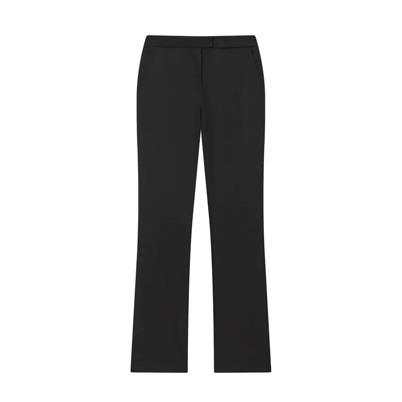 Slim-fit Long-sleeve Suit Jacket Flared Pants For Women - Black