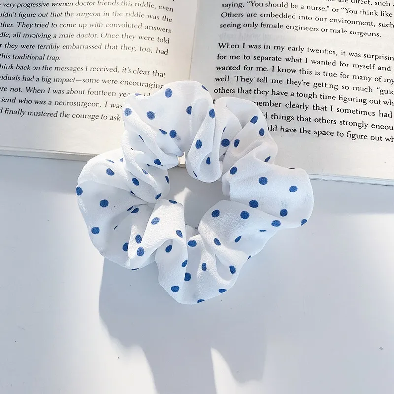 Women's High-end Hair Flower Accessory Elastic Band - Sky Polka Dots