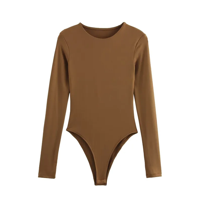 Women's Long-sleeved Bodysuit - Toffee Colors