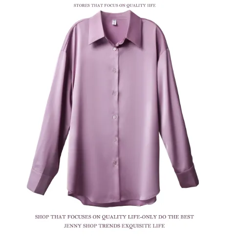 Loose Oversized Drop Shoulder High end Drape Lazy Luster Shirt Purple - Shop at LoveMi