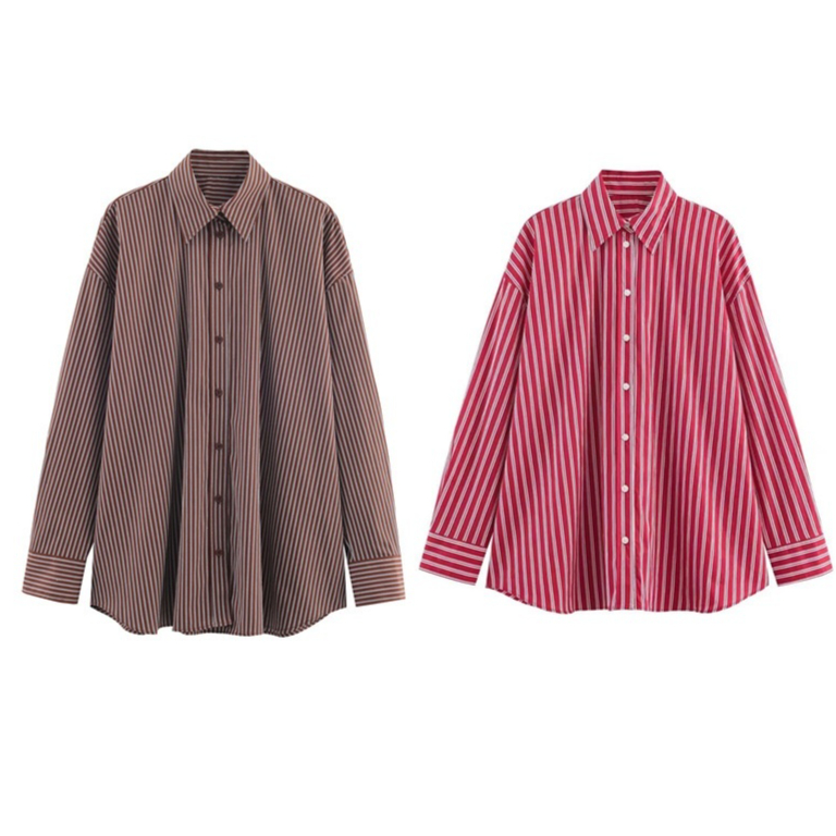 Women's Striped Loose Long Sleeve Shirt