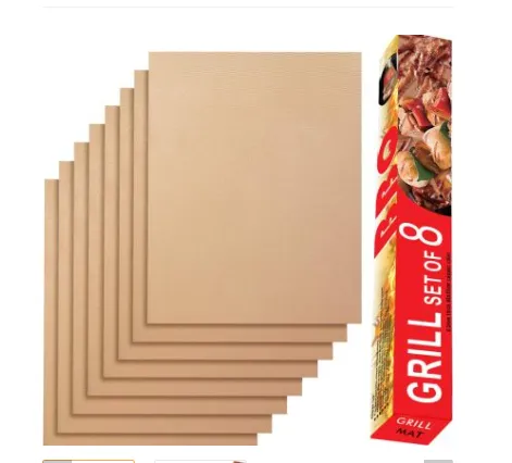 Reusable Non-stick Surface BBQ Grill Mat Baking Sheets - Copper 8Pcs