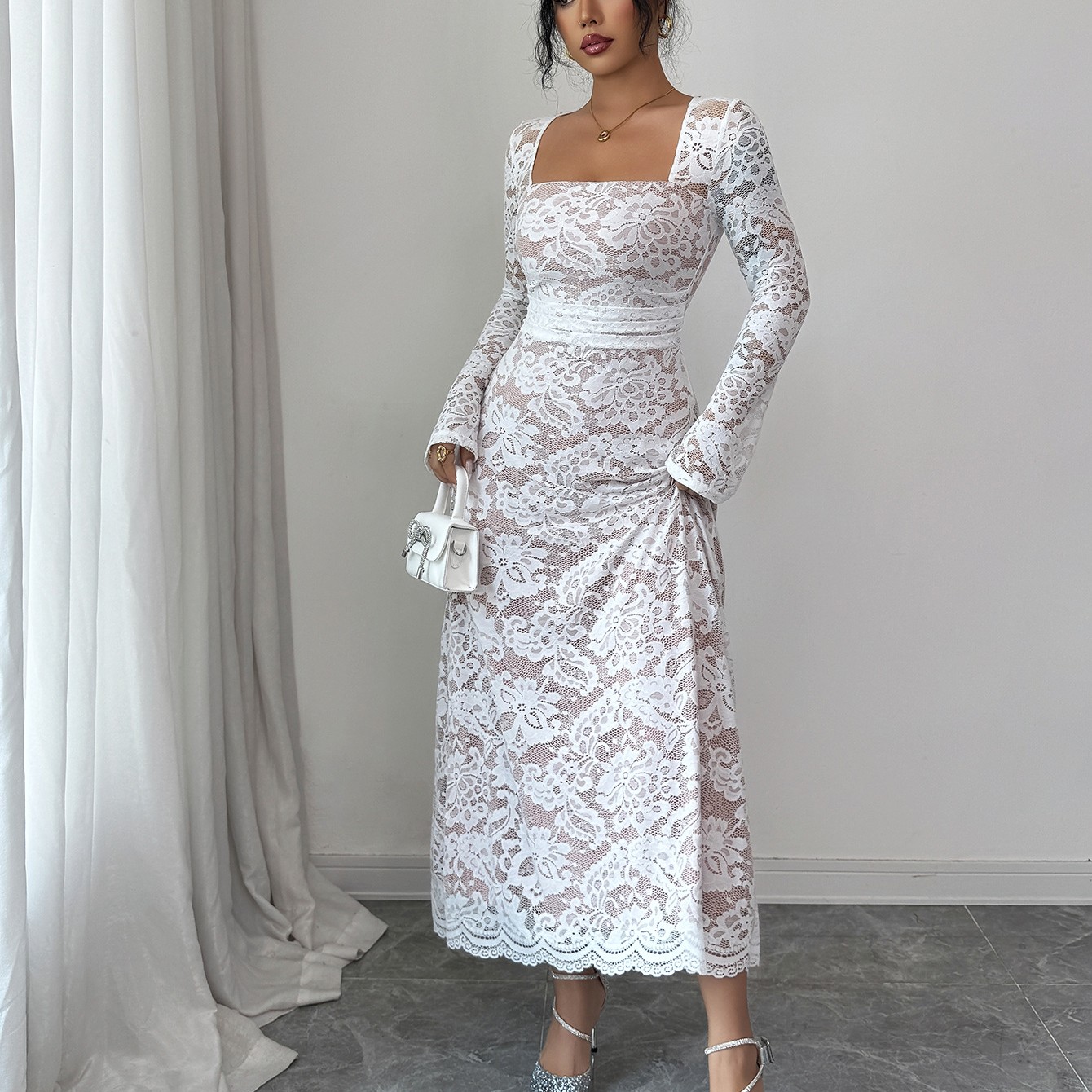 Elegant And High end Lace Dress In European And American Style White - Shop at LoveMi
