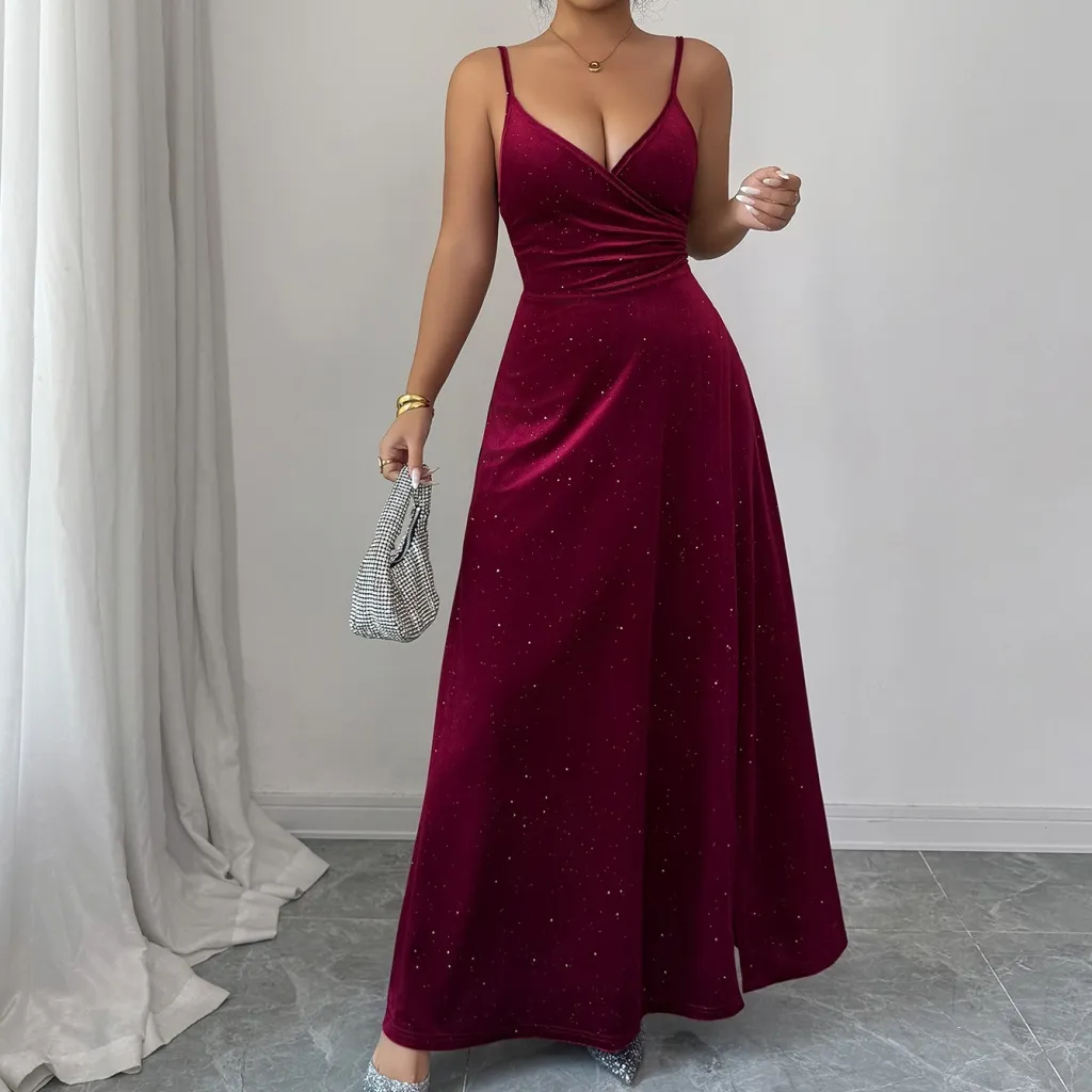 Elegant Strapless Bodycon Dress For Women - Purplish Red