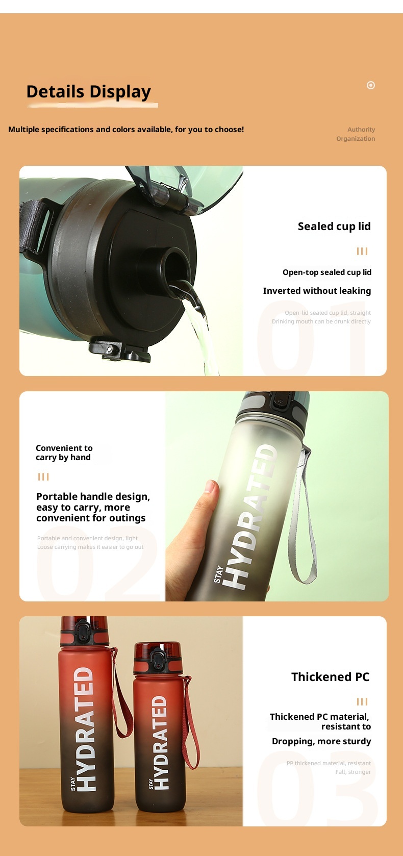 Gradient Single-layer Sports Water Bottle
