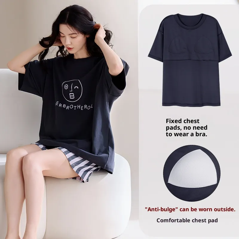 Cute Cartoon Homewear Set For Outwear - Lmh6606 Style