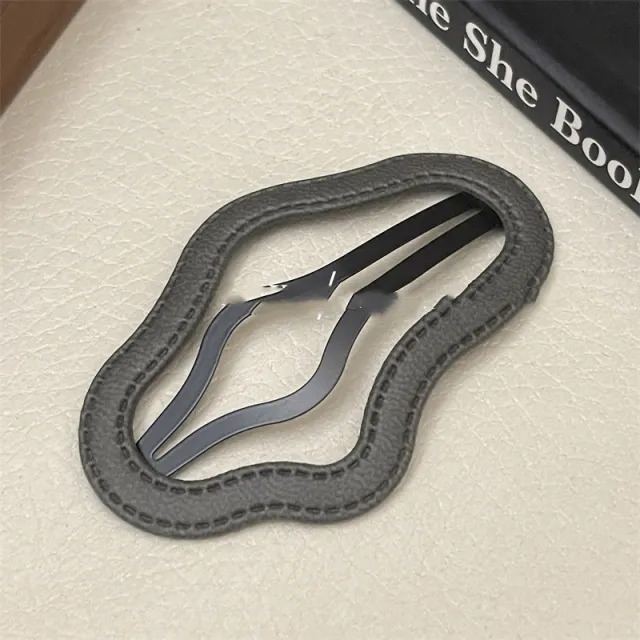 Female Leather Hollow Cloud Bangs Hair Clip Gray Green - Shop at LoveMi