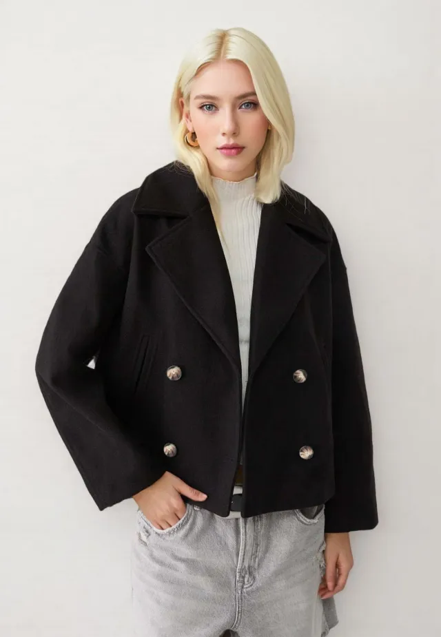 Foreign Trade European And American Women's Clothing Long Sleeve Coat Overcoat Black - Shop at LoveMi