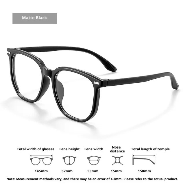 Gradient Anti Blue Light Large Frame Glasses Matte Black - Shop at LoveMi