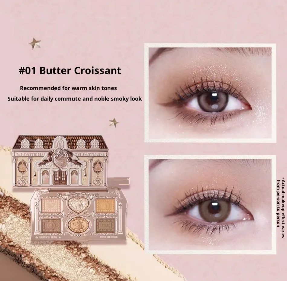 Sweetheart Bear Eyeshadow Palette Matte Shimmer Easy To Use - 01 Butter Can Be Praised