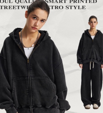 Men's Washed Sports And Leisure Hooded Zipper Jacket