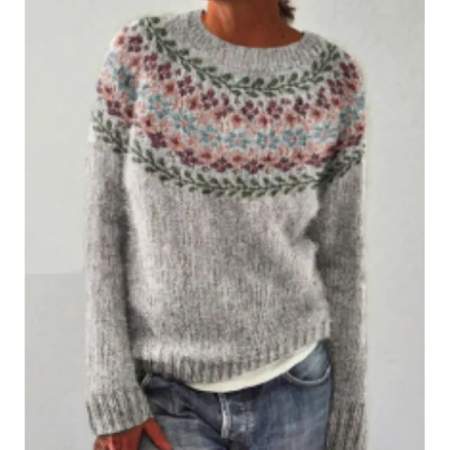 Round Neck Multicolor Loose Fashion Sweater Women Green - Shop at LoveMi
