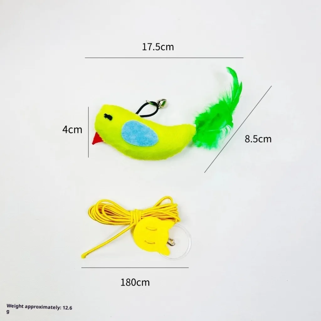 Vocal Simulation Squeaky Bird Cat Toy For Self-amusement - Green Hanging Bird