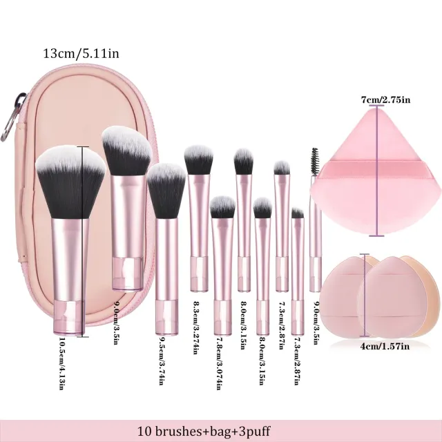Mini Makeup Brush Set With Storage Bag, Versatile Soft Trave Artificial Fiber Goat Hair - Shop at LoveMi
