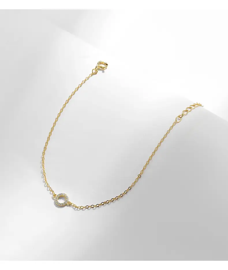 S925 Sterling Silver Women's Delicate Mini Circle Bracelet
