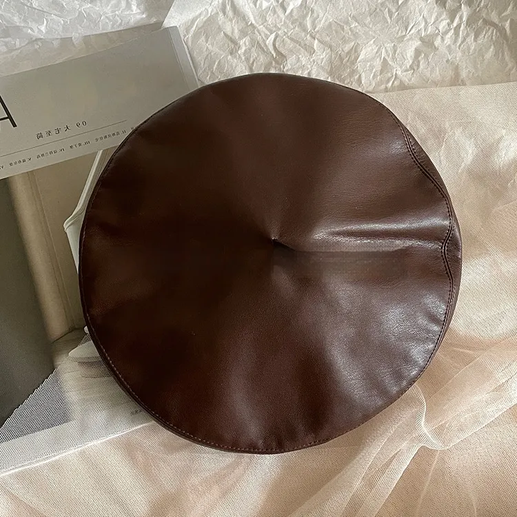 Brown Beret Women's Large Head Circumference Leather - Brown
