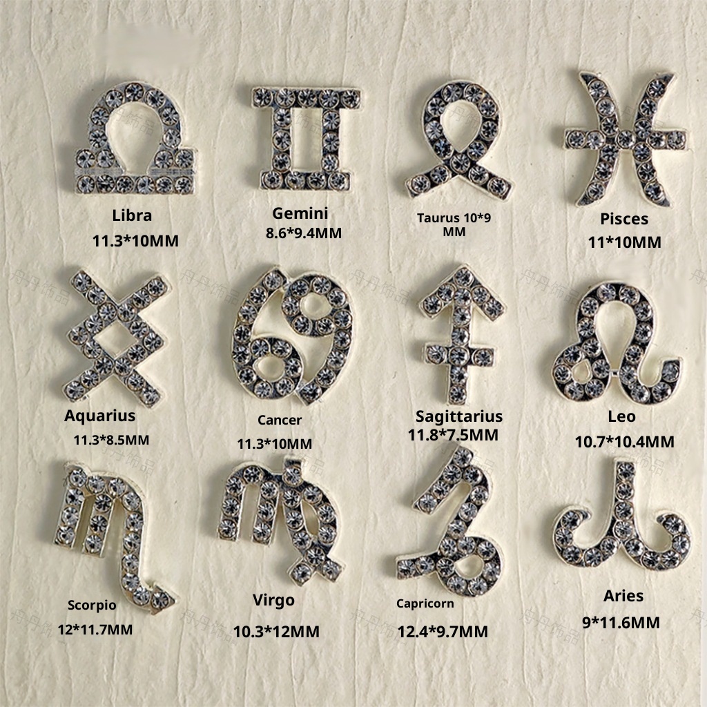 Twelve Zodiac Nail Art Accessories Alloy Inlaid Diamonds