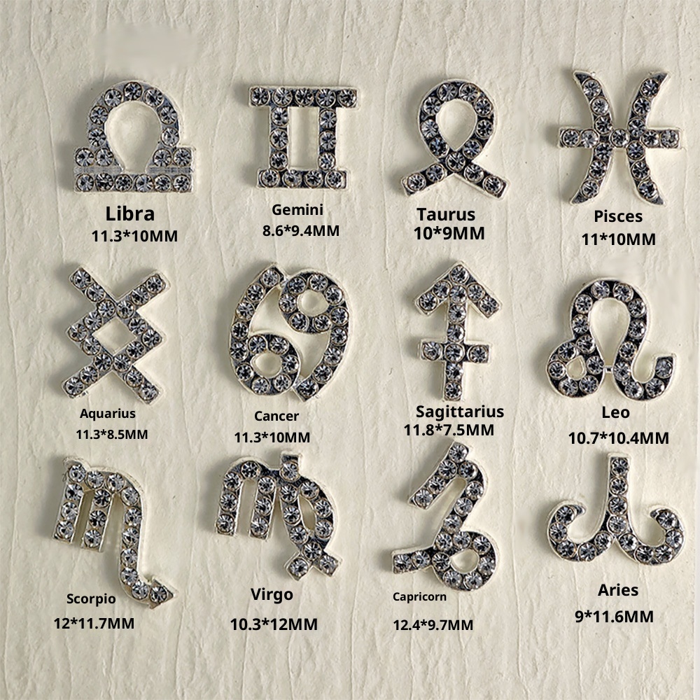 Twelve Zodiac Nail Art Accessories Alloy Inlaid Diamonds 4