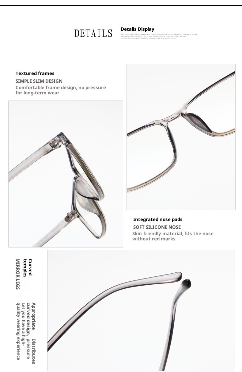 Fashion Square Frame Flat Glasses