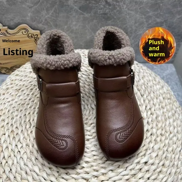 Winter Soft Leather Ankle Boots Women Brown - Shop at LoveMi