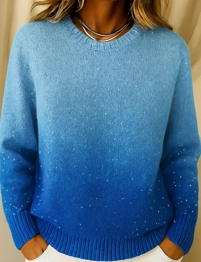 Pattern Element 3D Digital Printing Loose Casual Raglan Sweater Blue - Shop at LoveMi