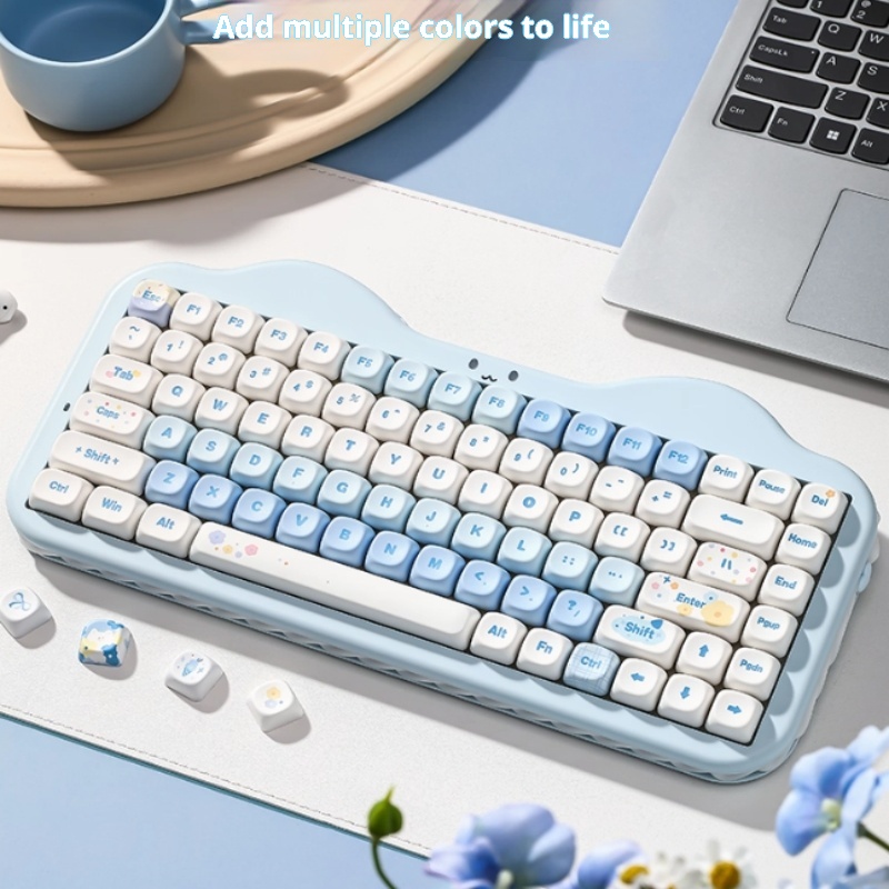 Cute RGB Hot-Swap Office Universal Three-Mode Wireless Keyboard