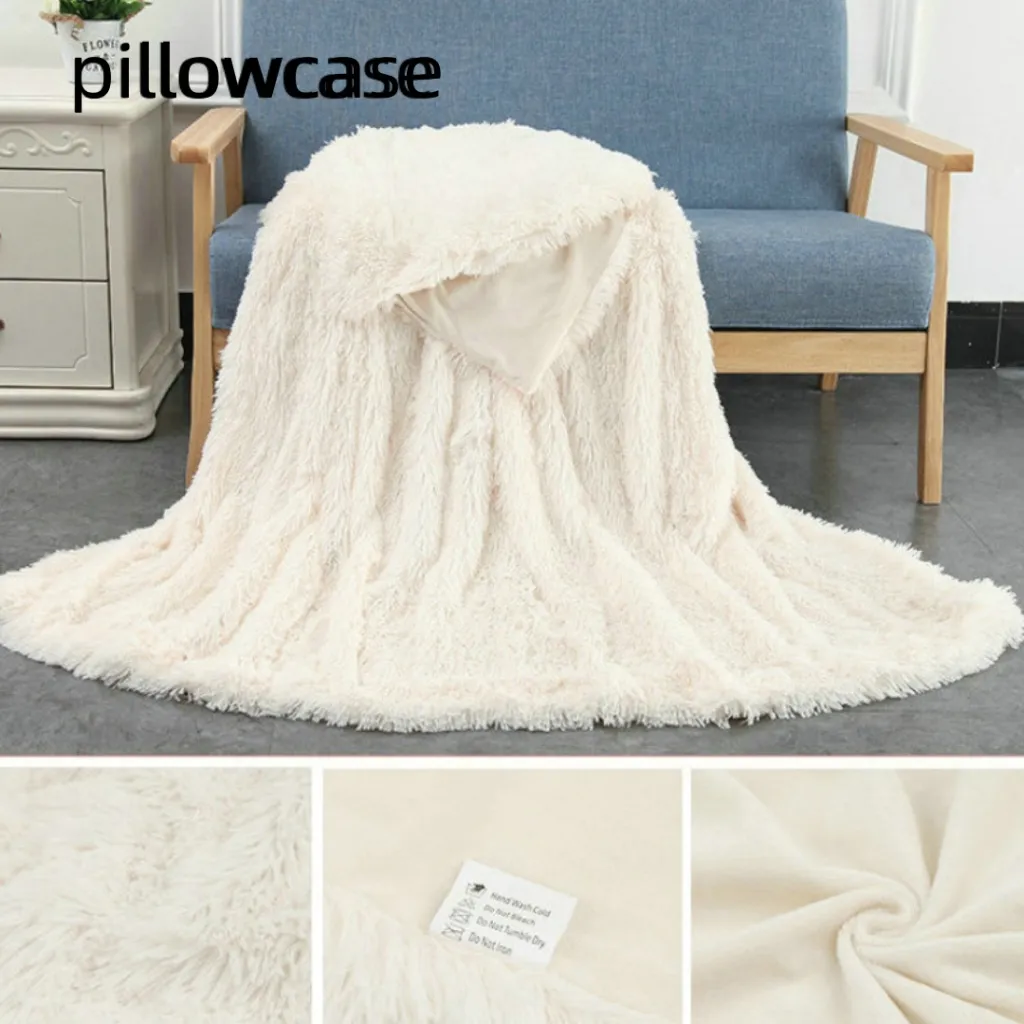 Plush Blanket Double-layer Blanket Multifunctional - White Pillowcase