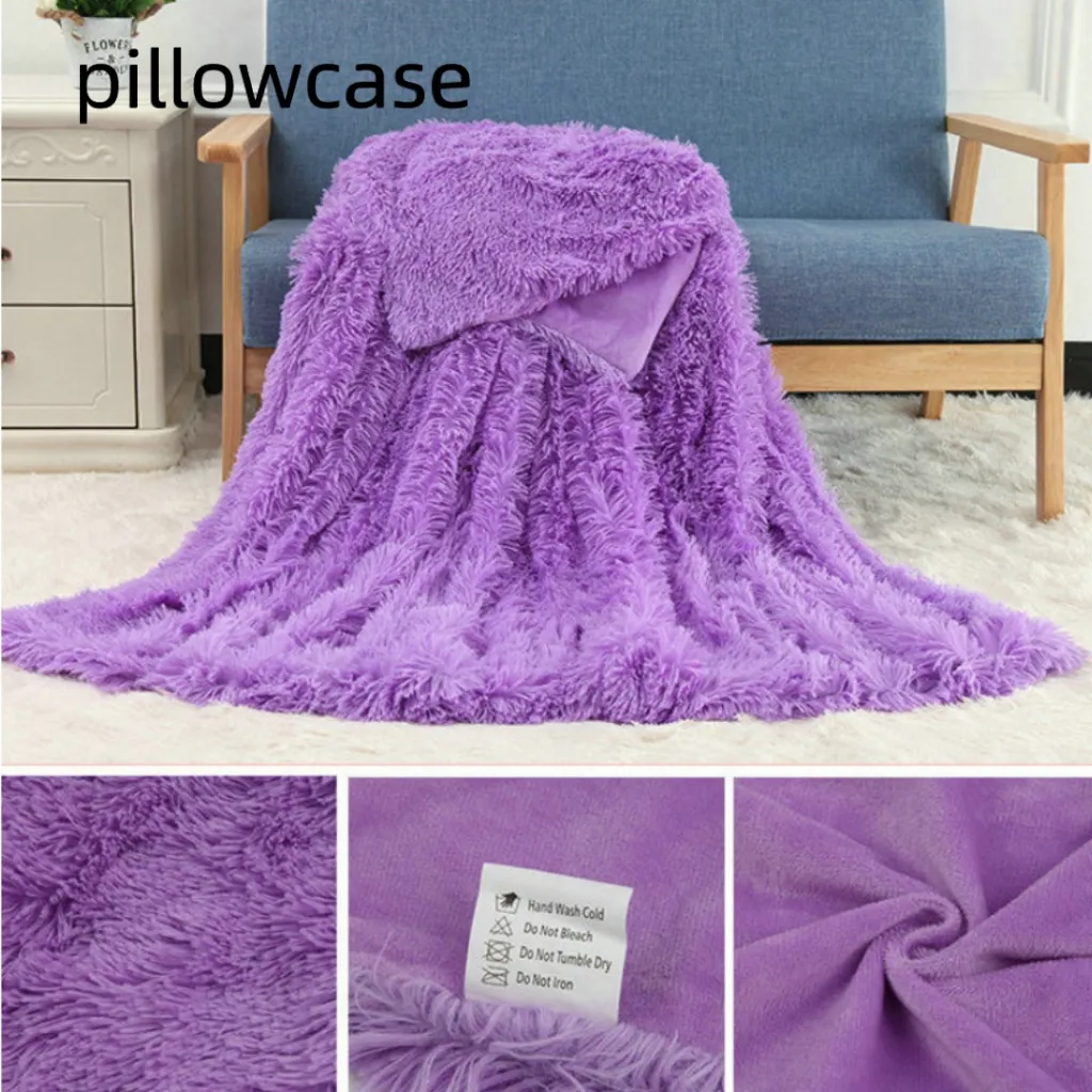 Plush Blanket Double-layer Blanket Multifunctional - Purple Pillowcase