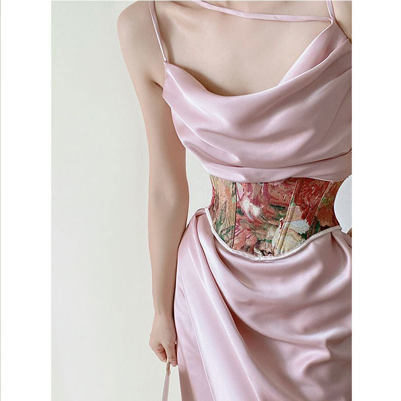 Strappy Fishbone Corset Maxi Dress